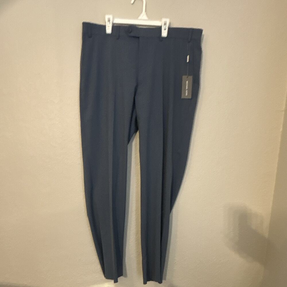 NWT Michael Kors Men's Blue Dress Pants 38W Slim Tapered Stretch Microfiber